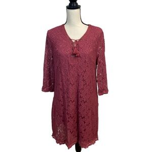 Style & Co. Lace Sheath Dress Cinnamon Rose Large